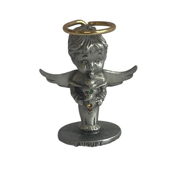 Genuine Fine Pewter by Cathedral L'il Angels August Birthstone Figurine - Picture 1 of 6